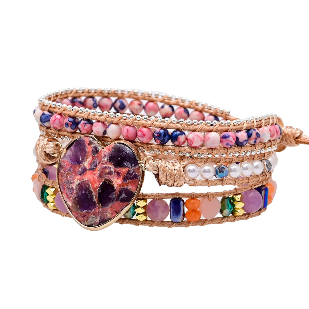 Purple Heart Calcite Wrap Bracelet